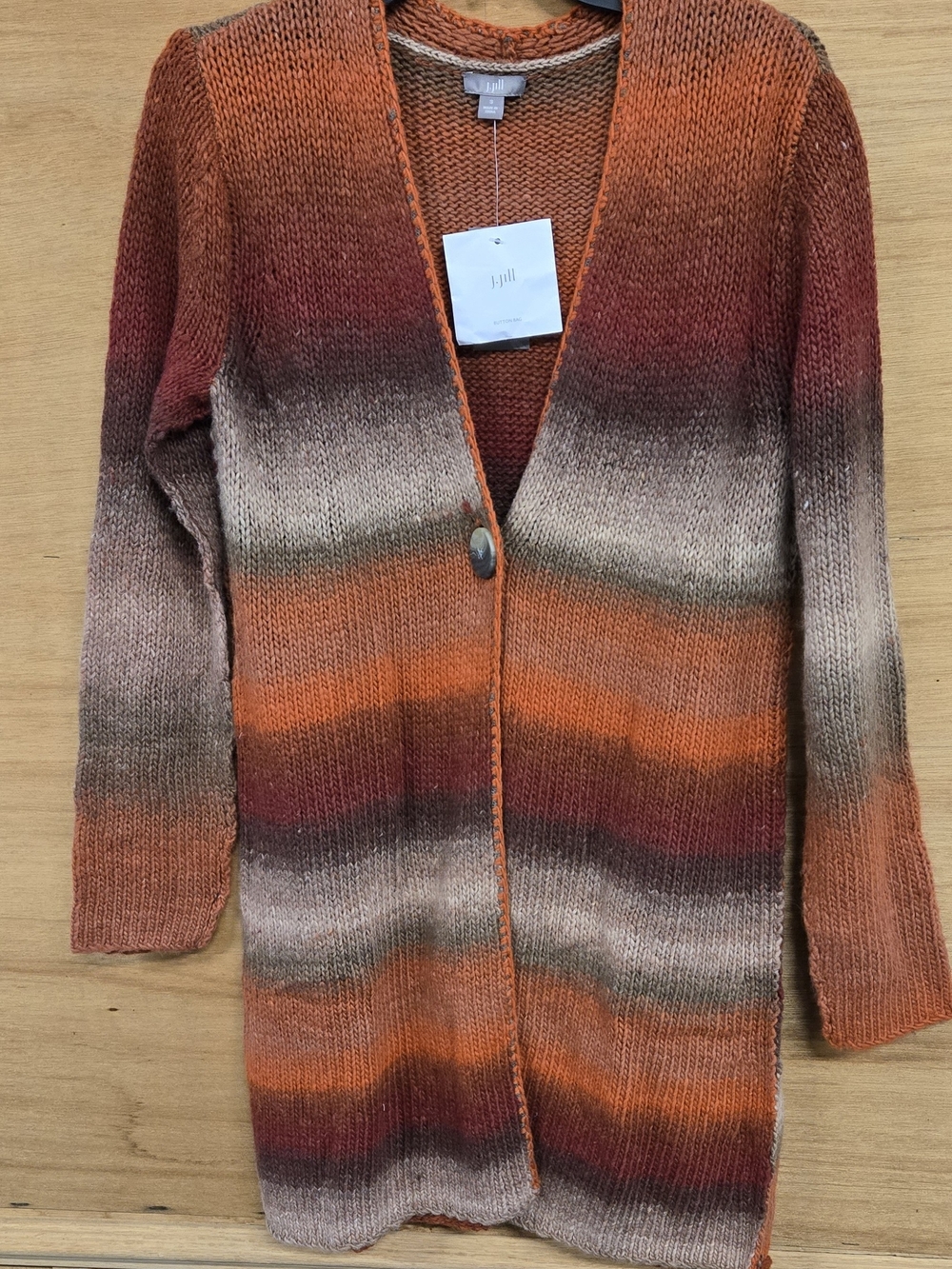 J Jill Women's Orange Ombre Open-Front Knit Cardigan